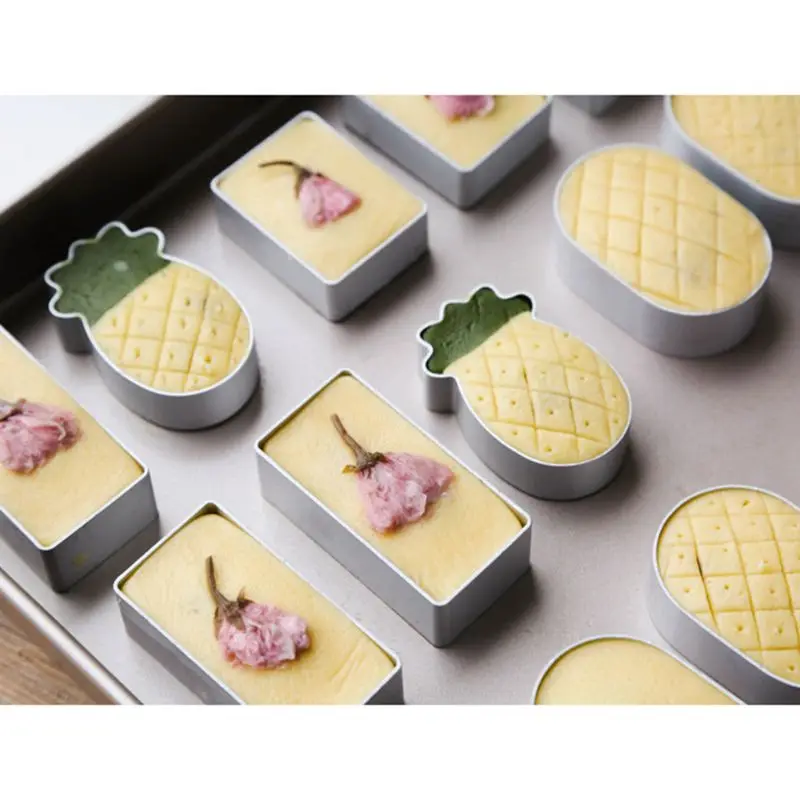 10pcs Square Rectangle Pineapple Shape Pie Cake Cookie Mold Biscuit Cutter Press 449C