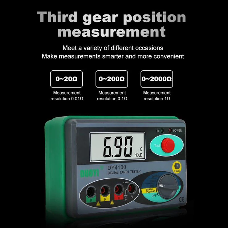 

DY4100 Ground Resistance Tester Digital Rocker Lightning Protection Ground Resistance Meter Ground Resistance Tester
