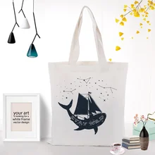 Холст сумка для покупок текст DIY ежедневное использование черная иллюстрация пользовательский принт Логотип эко многоразовая утилизация