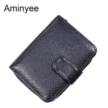 

Aminyee Genuine Leather Card Holder Wallet for Men Big Capacity Organizer Purse Zipper Driver License Cover Travel Cards Wallet