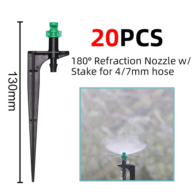 20Db 90/180/360 Fokos Mikro -Kismadék Fúvóka 11 Cm -Es Tét 1/4 ' Barb Csatlakozó Kerti Öntözési Öntözés Sprinkler Üvegház - Image 3