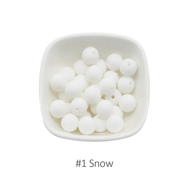 Cute-Idea 10pcs Baby Silicone Round Beads 9/12/15mm Food Grade Chewable Pearl Beads DIY Teething Pacifier Chain Toys Baby Goods 9MM WHITE