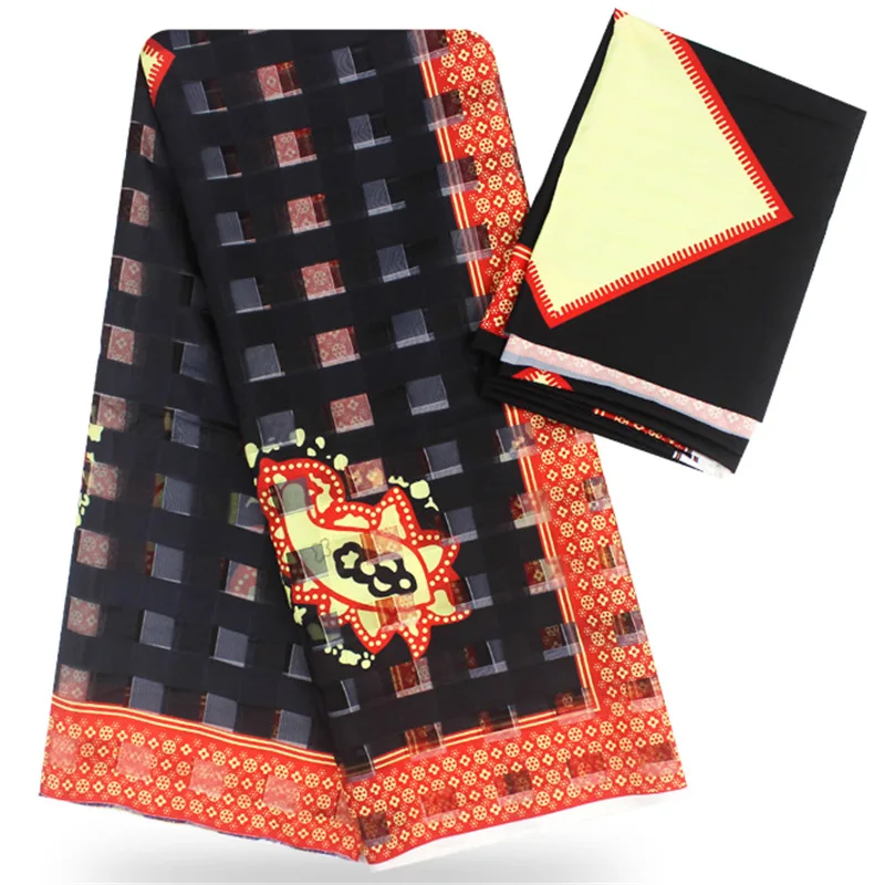 Slik африканская Гана органза набивная ткань высокого качества атласная шелковая ткань нигерийская простая Ткань 6 ярдов для ткани WL107