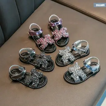 

2020 New Girls Sandals Summer Kids Shoes Diamond Leather Children Sandal Cute Pink Princess Toddler Baby Shoes