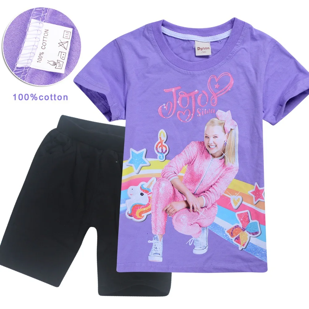 red summer JOJO SIWA Kids TikTok Baby Girl Tops Tees Clothes Boys Girls Short Sleeve sets TikTok girls clothes 10 12 year