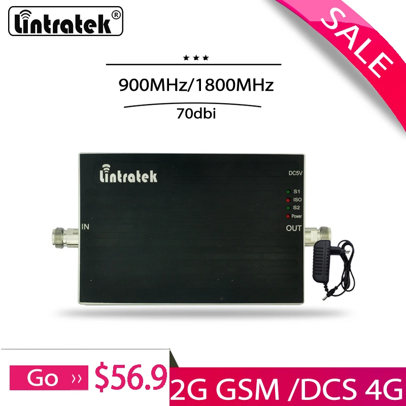 Lintratek Усилитель DCS 1800 МГц GSM 900 двухдиапазонный сотовый усилитель сигнала
