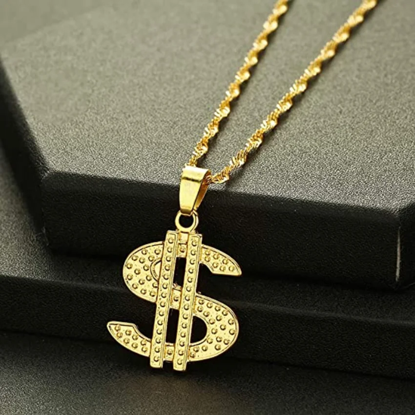 Cxwind Gold Plated Chain Necklaces Hip Hop Rap Singer Money Dollar Sign Pendant Necklace for Women Men Girls Choker Jewelry Gift | Украшения