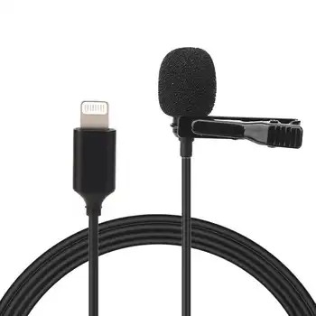 

Collar Clip Microphone 1.5M Wired Mic for IOS Cellphone Live Interview Record Supplies
