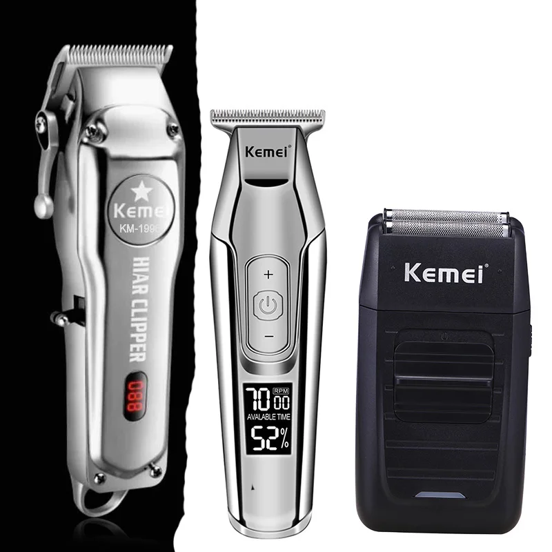 kit1996 Kemei все металлические профессиональная электрическая машинка для стрижки волос Перезаряжаемые триммер для волос комплект KM-1997 KM-1996 KM-5027 KM-1102 - Цвет: kit1996