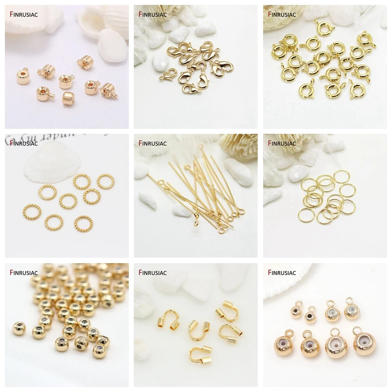 보석 만들기 용품 14K 골드 도금 두 개의 오픈 링 커넥터 걸쇠 DIY 쥬얼리 구성 요소 100 개/몫