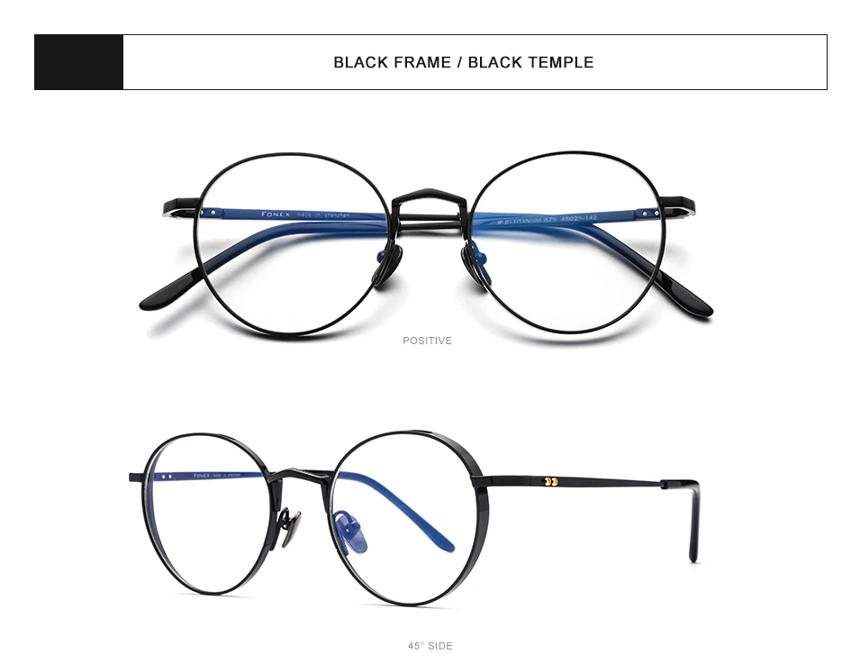 FONEX, чистый титановый рецепт, очки для мужчин, ультралегкие, Ретро стиль, круглые, близорукость, оптические оправы для очков, женские винтажные очки 879