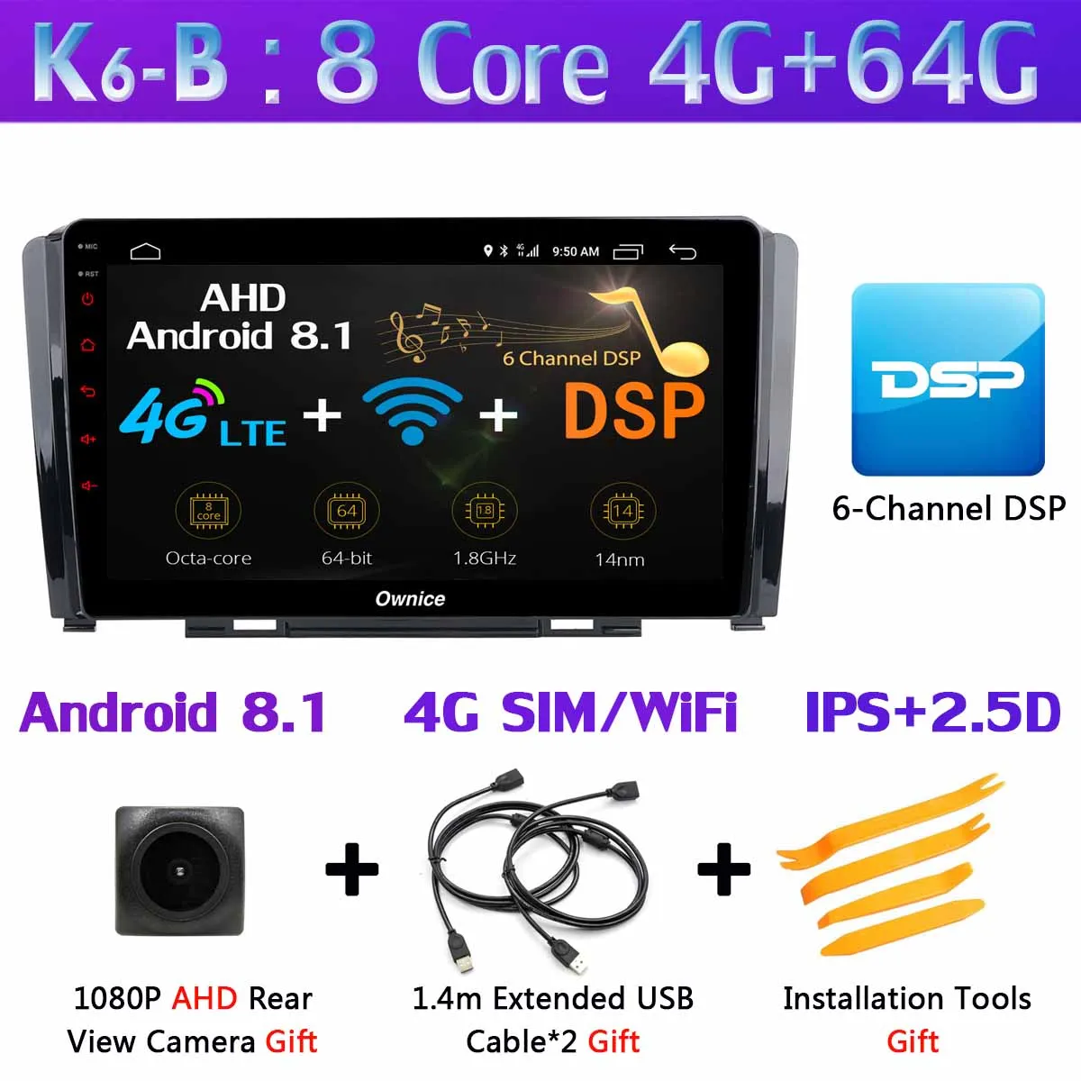 Ownice K1 K3 K5 K6 автомобильный dvd-плеер для Great Wall Hover Haval H6 2009- Автомобильный gps Радио DSP CarPlay стерео 360 ° панорамный - Цвет: K6-B