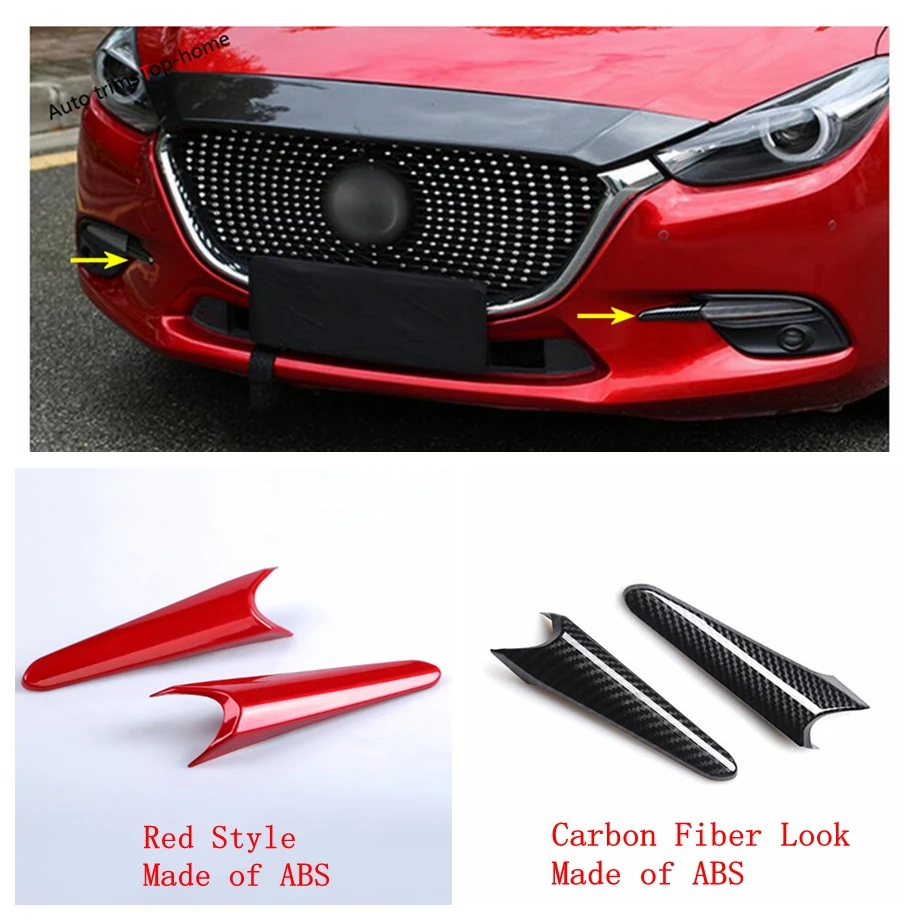 

Front Fog Lights Lamps Eyelid Eyebrow Stripes Red / Carbon Fiber Look Exterior Refit Kit For Mazda 3 Hatchback Sedan 2017 2018