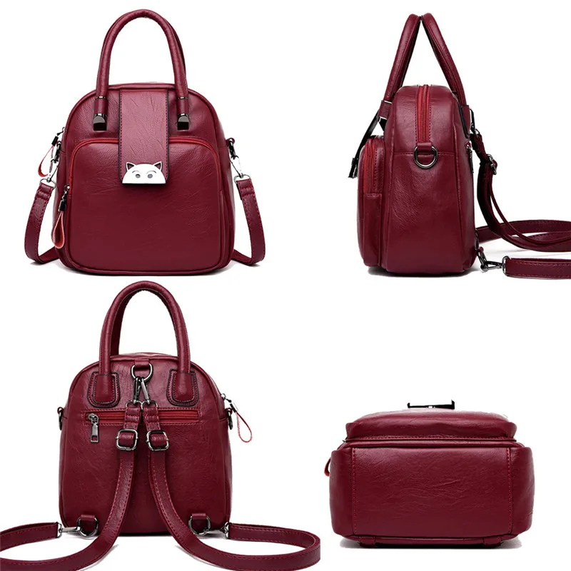 Multifunction Women Soft Leather Mini Backpack Female Shoulder Bag Sac a Dos Travel Ladies Bagpack Mochila School Bags For Girls