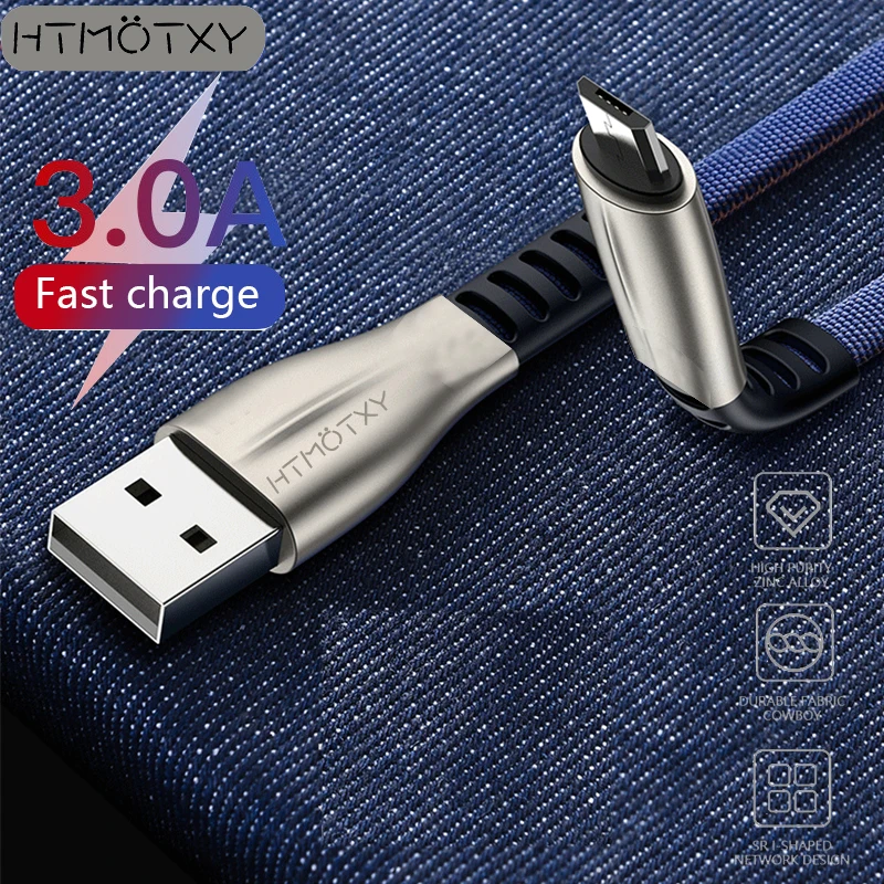 

HTMOTXY 3A Micro USB Cable Cargador For Samsung Xiaomi Redmi Huawei Fast Charging Micro USB Cable Data Wires Fast Charge 2M Cabo