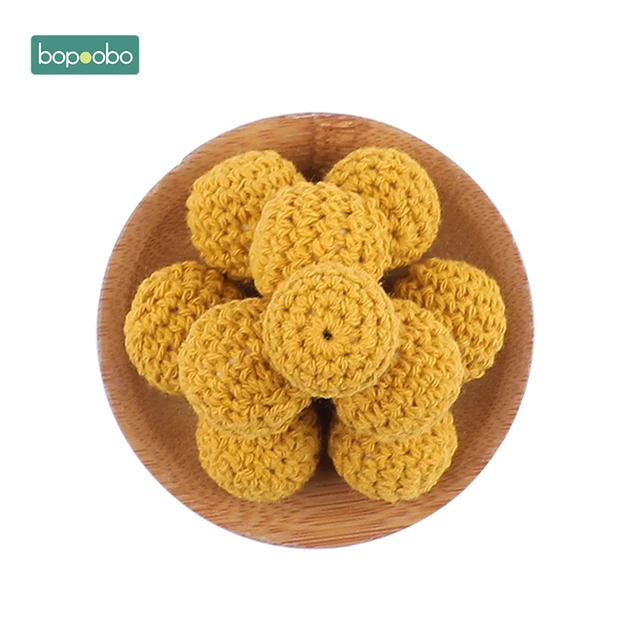 Bopoobo 20mm 10pcs Wooden Crochet Beads Chewable Beads DIY Wooden Teething Knitting Beads Jewelry Crib Sensory Toy Baby Teether 30