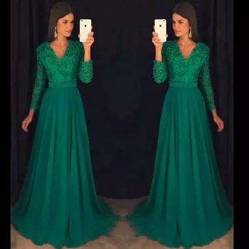 

Long Sleeve Lace Mother of the Bride Dresses for Wedding Party Prom Evening Groom Godmother Dinner Dresses 2018