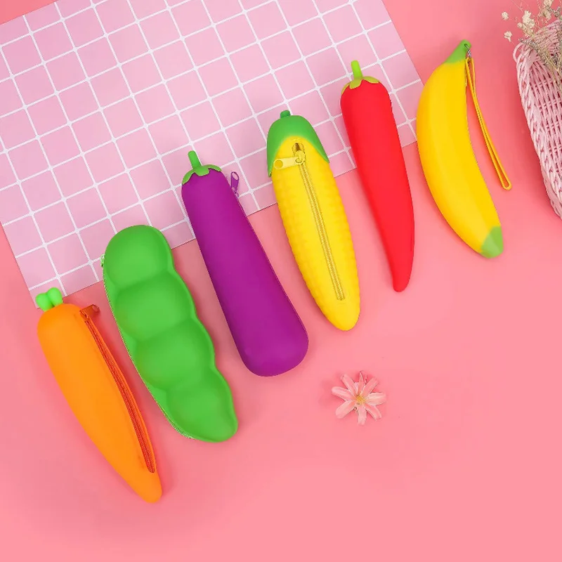 Cute Coin Purse Banana Pencil Case Kawaii Bag Silicone Purse Funny Purses For Kids Yellow Corn Coin Bags For Children (1)