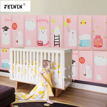 

Cartoon bear pattern pink girl heart 3d soft pack wall sticker kindergarten kids room layout decorative foam wall sticker