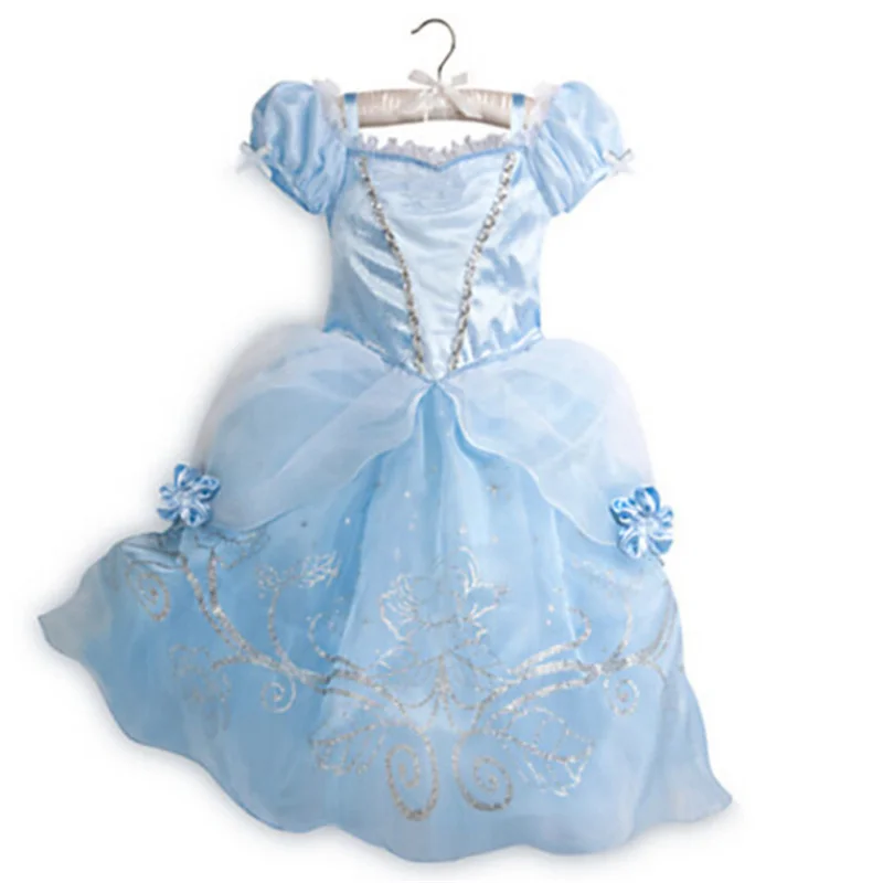 Cinderella Dress Платье Эльзы 2; карнавальный костюм; Детские платья для девочек; платье Золушки; Vestidos; платья Белоснежки; платья принцессы Рапунцель, Авроры, Анны - Цвет: Cinderella Dress