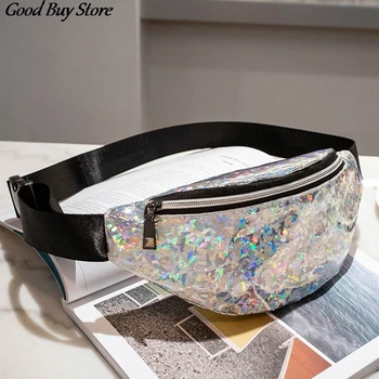 

Laser Waist Bag Women Holographic Fanny Pack Belt Pouch Bum Hip Bags Travel Hologram Fanny Pack Girls Mini Chest Phone Pouch