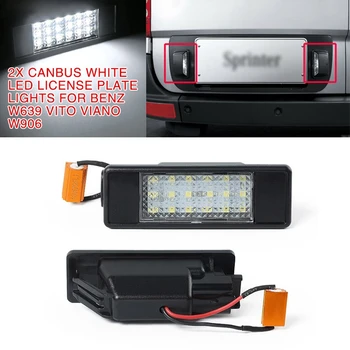 

pcmos 2Pcs/set Canbus White LED License Plate Lights For Benz W639 Vito Viano W906 Sprinter Car Decorative Lamp Accessories