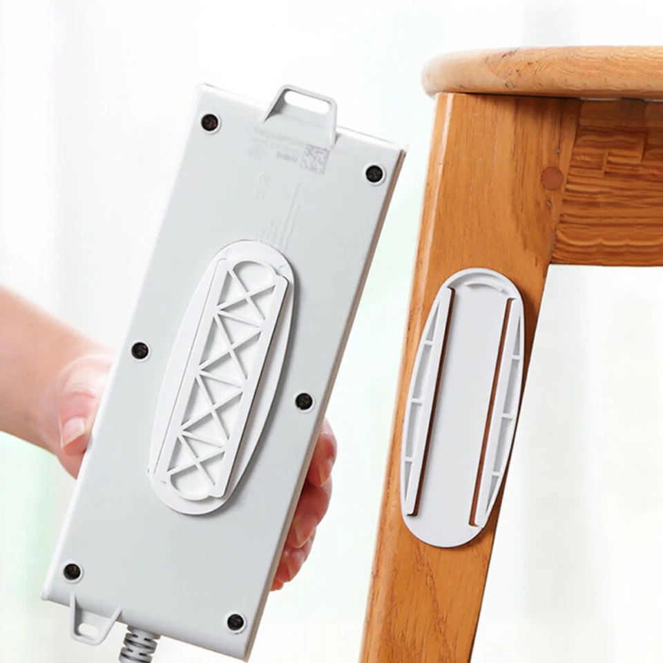 Us 4 69 26 Off 4pcs Wall Mount Self Stick Power Strip Holder Fixator Socket Cable Mount Clips Table Organizer Fixer Rack Storage Holders Amp Racks