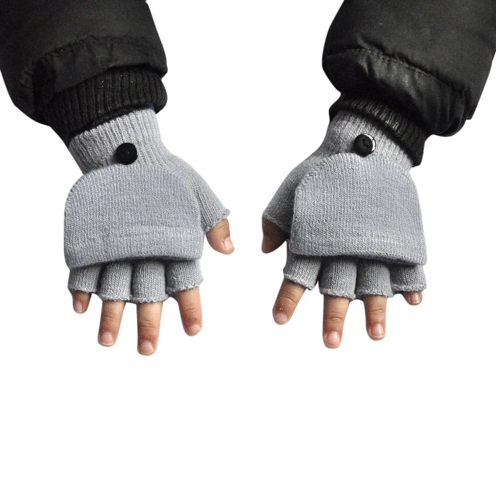 Универсальные теплые рукавицы с откидной крышкой без пальцев; перчатки для вождения для маленьких мальчиков и девочек; Зимние перчатки для запястья; guantes invierno mujer#2