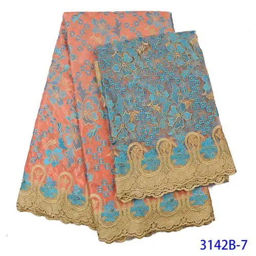 Африканский Базен Riche кружевной ткани с камнями жаккард стиль шнур кружева ткани индийские женщины свадебное платье KS3142B - Цвет: Picture 7
