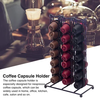 

42 Cups Cafe Space Saving Display Stand Modern Home Desktop Tea House Large Capacity Coffee Capsule Holder Storage Rack Iron