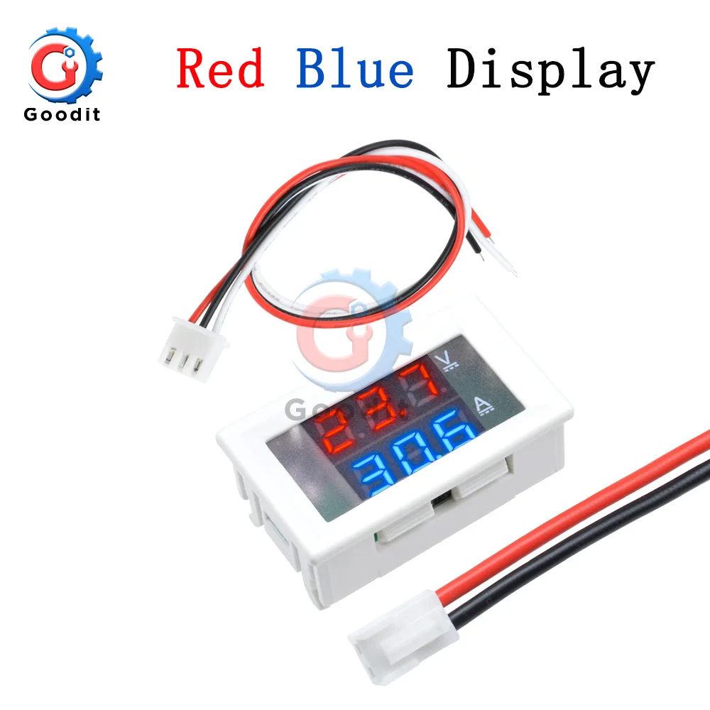 Type 2 Red Blue 2 DC 0-100 в 10 А ЖК-дисплей цифровой вольтметр Амперметр ваттметр Напряжение Ток измеритель мощности Детектор напряжения 12 в 24 в 36 В 1000 Вт - Цвет: Type 2 Red Blue 2