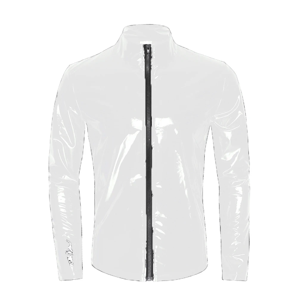 11 Colors Mens Shiny Metallic T-shirt Coat Wet Look Pvc Leather