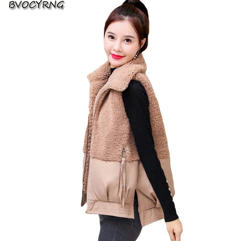 Женский пуховой жилет из овечьей шерсти теплая Свободная куртка без рукавов A1527