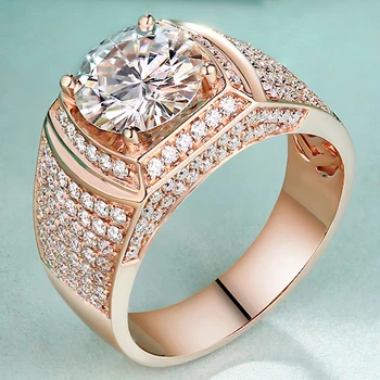 

1 Carat 18K Rose Gold 1 Ct Moissanite Diamond Ring Luxury Men Wedding Party Engagement Anniversary Ring Men VVS D Color