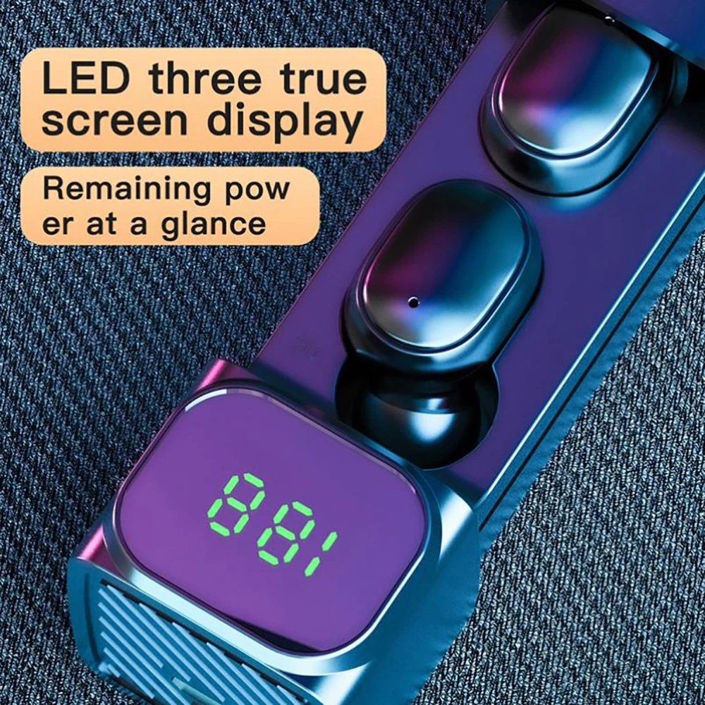 New Bluetooth Headset 5 1 Wireless Bluetooth TWS Sports Headset LED Digital Display Pull Intelligent Multipoint Connection
