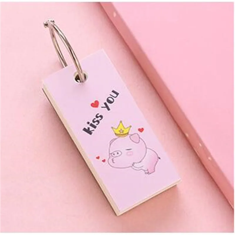 Kissing pig 1 шт = 100 листов толстое железное кольцо блокнот Вкладыш портативный милый пустой блокнот для заметок бумага Маленькая книга - Цвет: Kissing pig