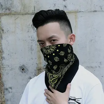 

Unisex Cotton Square Bandanas Hip Hop Double Paisley Floral Print Headband Windproof Face Cover Cycling Sports Neck Tie Headwrap