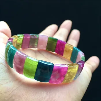 

Certificate Natural Rainbow Tourmaline Quartz Bracelet For Woman Man Crystal Brazil 14x10mm Beads Gemstone Bangle Jewelry AAAAA