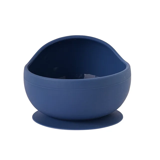 Silicone Baby Feeding Bowl Spoon Kids Tableware Baby Accessories Silicone Plate Spill-Proof Suction Children Self Feeding Dishes Bowl Blue