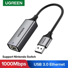 Ugreen USB Ethernet Adapter USB 3.0 Network Card to USB RJ45 Lan for PC Windows 10 Xiaomi Mi Box 3/S Nintend Switch Ethernet USB