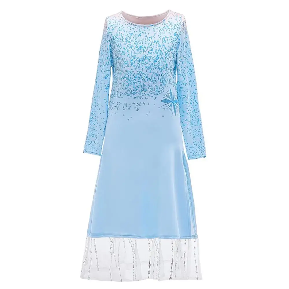 dress Новое поступление, платье для девочек платье принцессы Анны, Эльзы, Софии длинная трикотажная шаль, праздничная одежда для детей костюм для детей возрастом от 3 до 10 лет - Цвет: dress