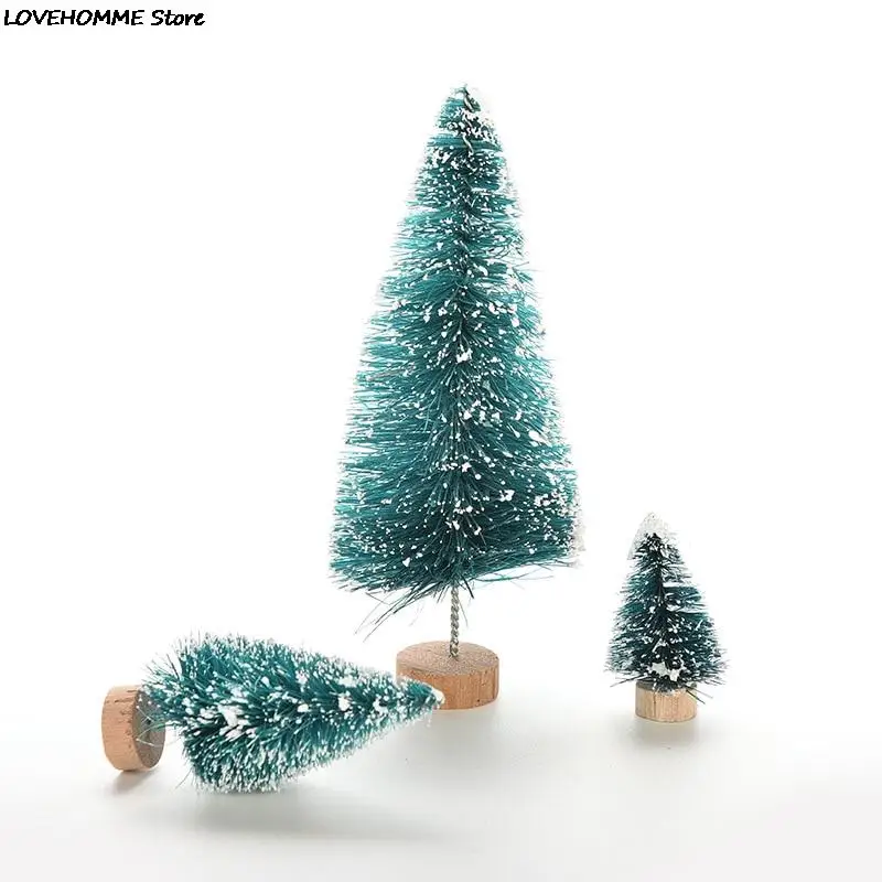 Mini Christmas Tree 1/3/6 Pcs Artificial Sisal Snow Landscape Architecture for Christmas Crafts Tabletop Decor
