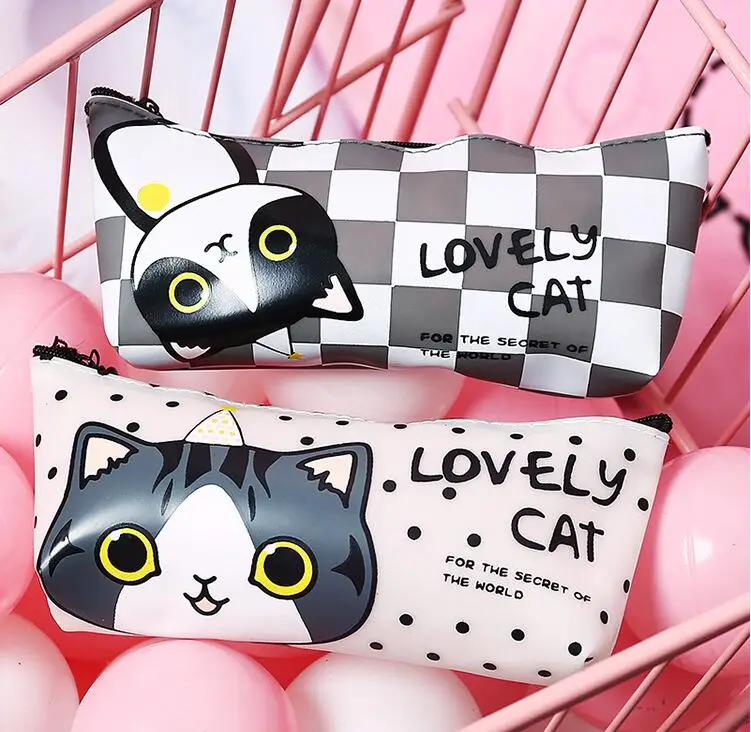 1 шт. Kawaii Pu чехол для карандашей милый кот подарок Estuches школьный пенал для карандашей чехол для карандашей сумка для школьных принадлежностей канцелярские принадлежности