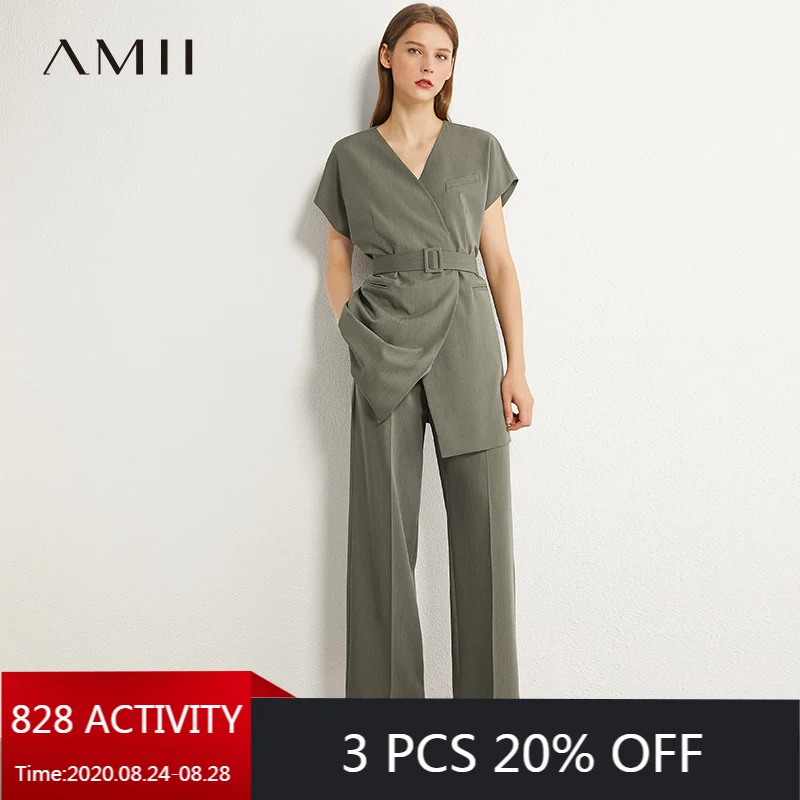AMII Minimalism Autumn Vest Set Fashion Double breasted Solid Women Vest Causal High Waist Loose Female Pants 12070245 AMII Minimalism Autumn Vest Set Fashion Double breasted Solid Women Vest Causal High Waist Loose Female Pants 12070245