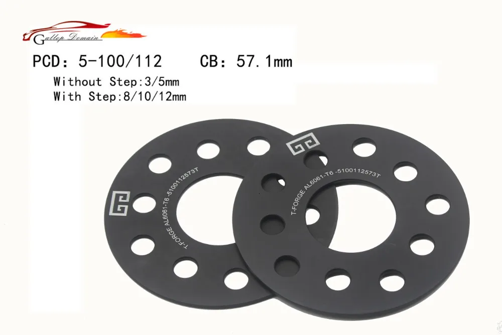 Gallop Domain 2PC 5x100/5x112 3/5/8mm Wheel Spacer 57.1mm Alloy Aluminum Forge Wheel Spacer suit for SEAT IBIZA LEON Car-Styling