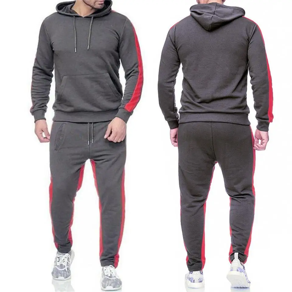 Men 2 Pieces Sets Tracksuit New Brand Autumn Winter Hooded Sweatshirt +Drawstring Pants Male Stripe Patchwork Hoodies Bigsweety Men 2 Pieces Sets Tracksuit New Brand Autumn Winter Hooded Sweatshirt +Drawstring Pants Male Stripe Patchwork Hoodies Bigsweety