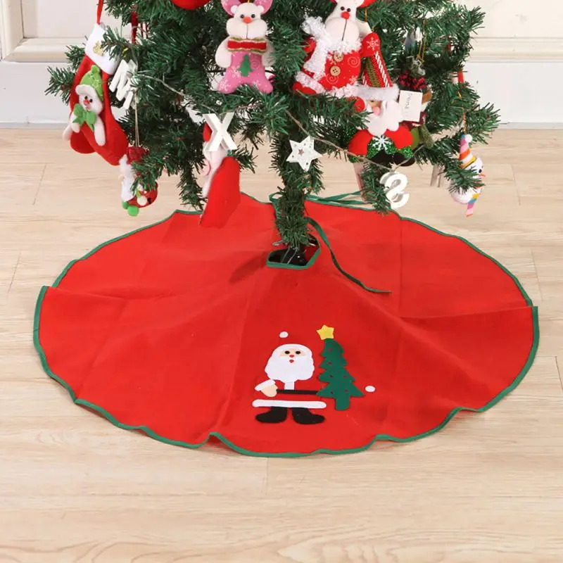 

Christmas Tree Skirt Red Round Tree Skirt Printed Santa Claus Festive Home Decorations Blanket