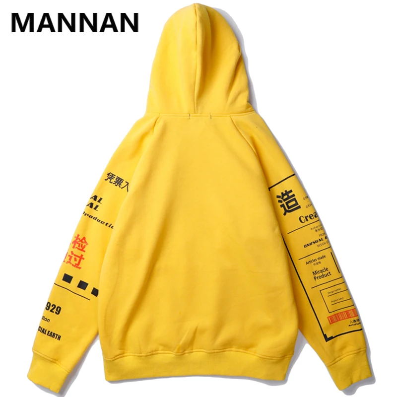MANNAN Осень Harajuku толстовка мужская зимняя флисовая хип-хоп пуловер толстовки Графический граффити Kanji уличная топы