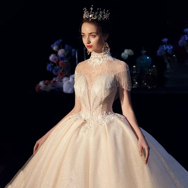 HLF05 Wedding Dress Beading Gorgeous Ball Gown China Vestido De Noiva Princesa Vistido De Noiva Robe De Marier 6