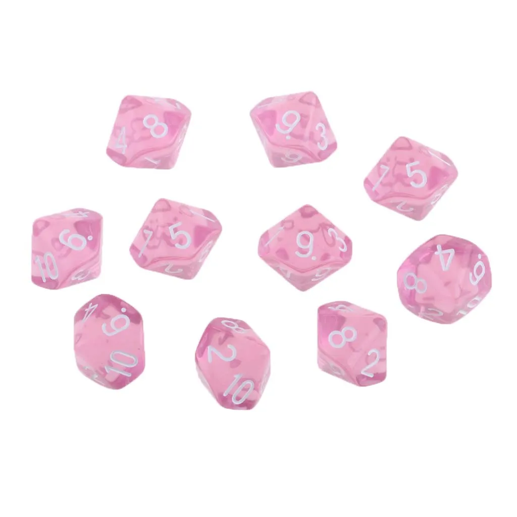 10Pc Plastic Dices for Table Games Role Playing Game D&D, RPG DND MTG Toy